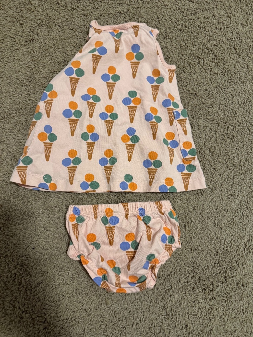 Hanna Andersson Baby Polka Dot Ice Cream Print Dress + Bike Shorts